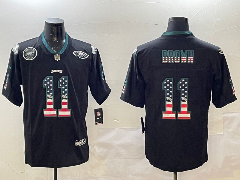 Men Philadelphia Eagles #11 Brown Black National Flag 2025 Nike Vapor Limited NFL Jersey style 3->youth mlb jersey->Youth Jersey